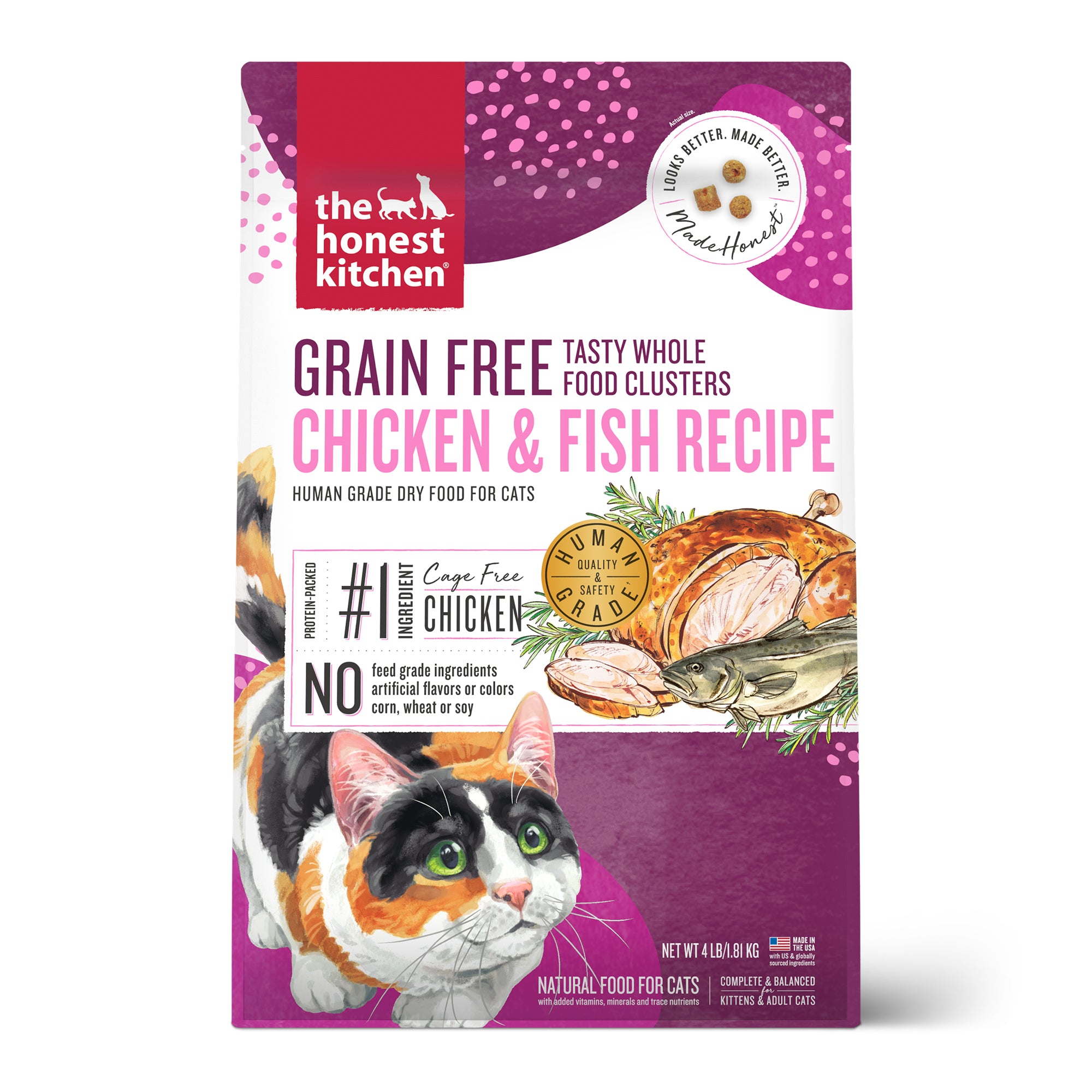 1LB Grain Free Chicken Fish Clusters The Honest Kitchen